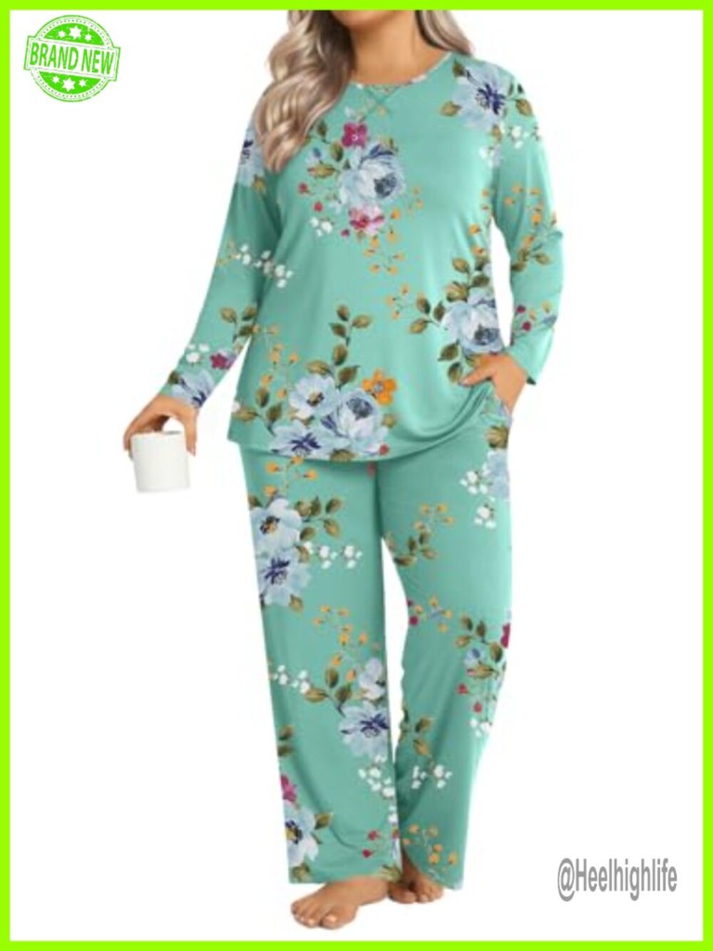 Plus Size Women's 2 Piece Lounge Set Long Sleeve Pajama Pants